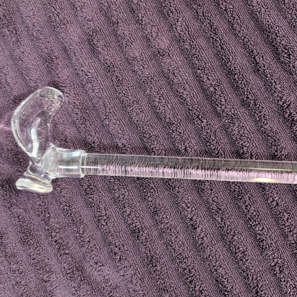Lucite Walking Cane 32in Clear Acrylic Derby Contour Handle Modernist Right Hand - Picture 11 of 11